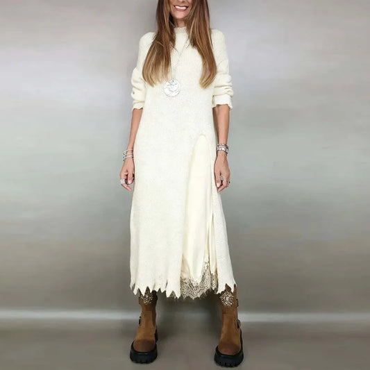 EVALINA | ELEGANT KNIT & LACE TWO-PIECE SET