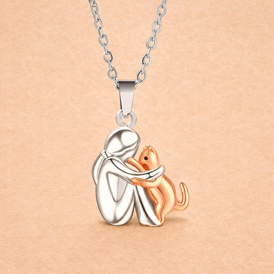 Hugging Cat Pendant Necklace