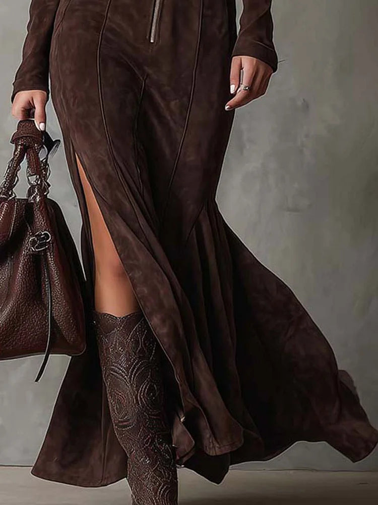 MARIEL | TAILORED SUEDE-LOOK DRESS