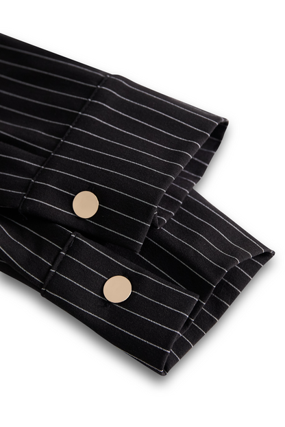 POPPY | BLACK PINSTRIPE SHIRT DRESS