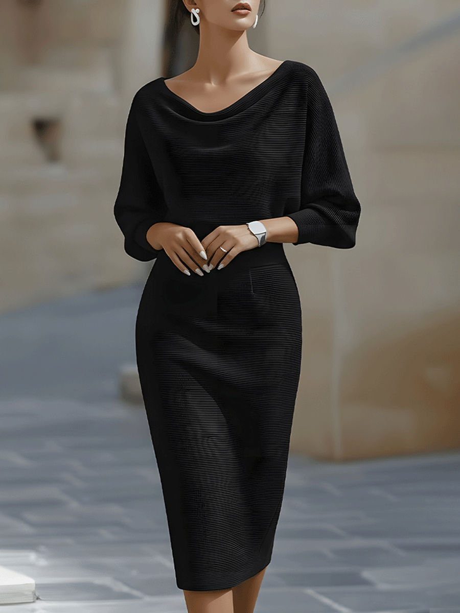 Violet &amp; Grace - White Draped Batwing Midi Dress