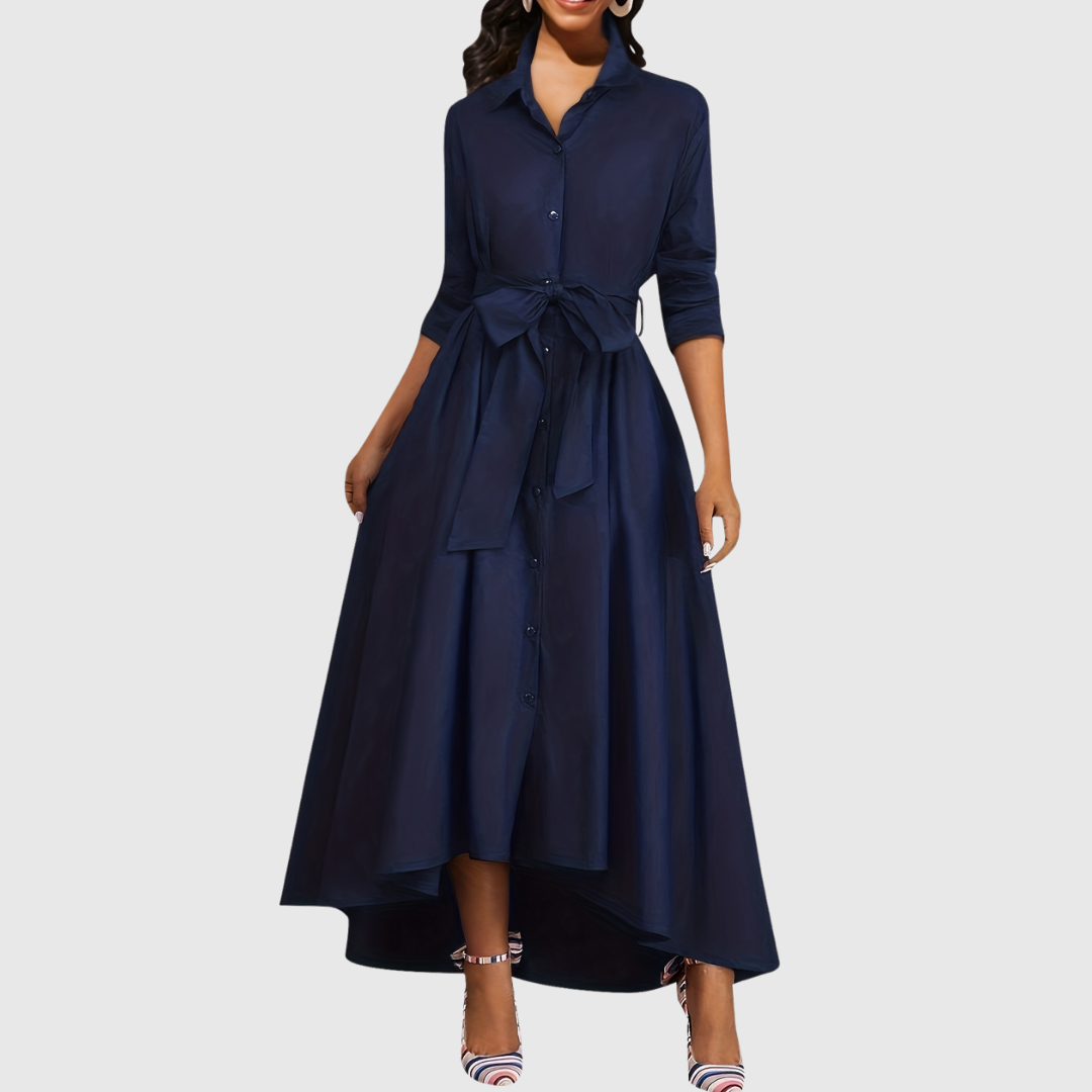 LIVIENNE | ELEGANT BUTTON-FRONT MAXI DRESS