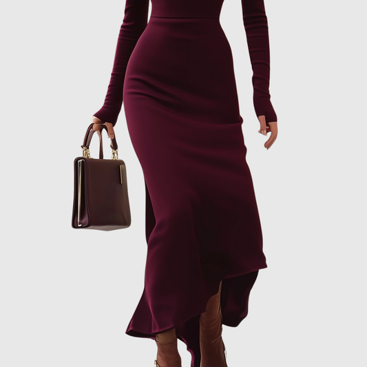 ISABELLE | BURGUNDY TURTLENECK DRESS