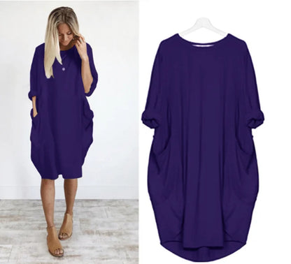 Charlotte - Long-sleeved casual loose pocket dress