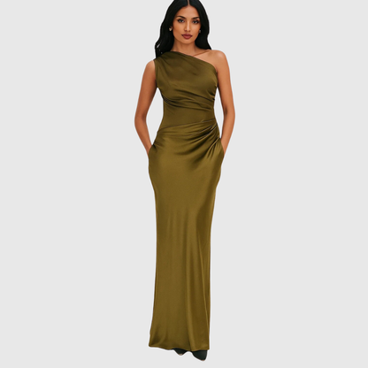ELARA | SATIN ASYMMETRIC EVENING GOWN