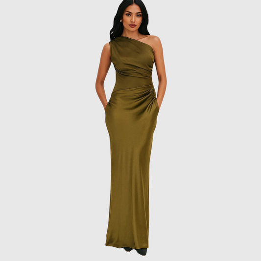 ELARA | SATIN ASYMMETRIC EVENING GOWN