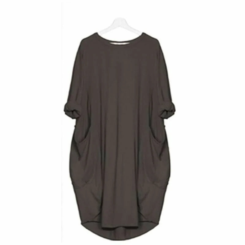 Charlotte - Long-sleeved casual loose pocket dress