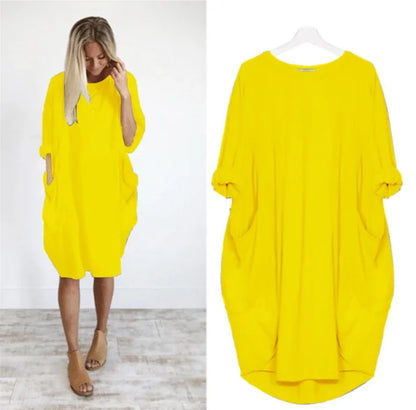 Charlotte - Long-sleeved casual loose pocket dress