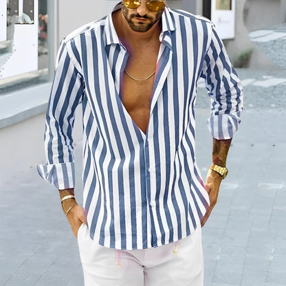 Marti - Striped men's shirt for summer