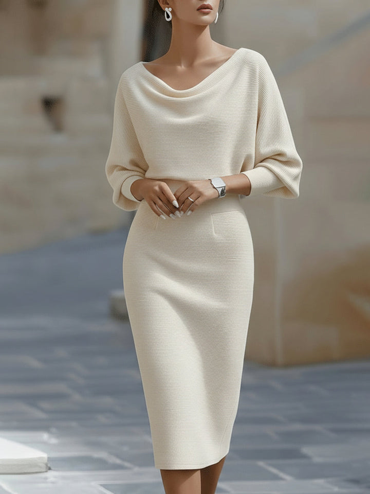 Violet &amp; Grace - White Draped Batwing Midi Dress