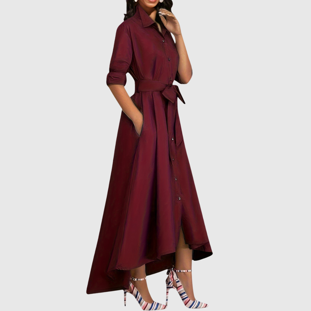 LIVIENNE | ELEGANT BUTTON-FRONT MAXI DRESS
