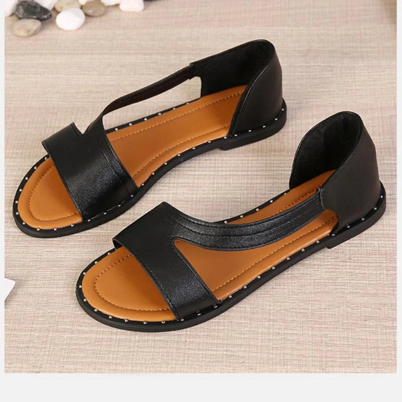 Open Toe Flat Sandals And Fish Mouth Rivetsn