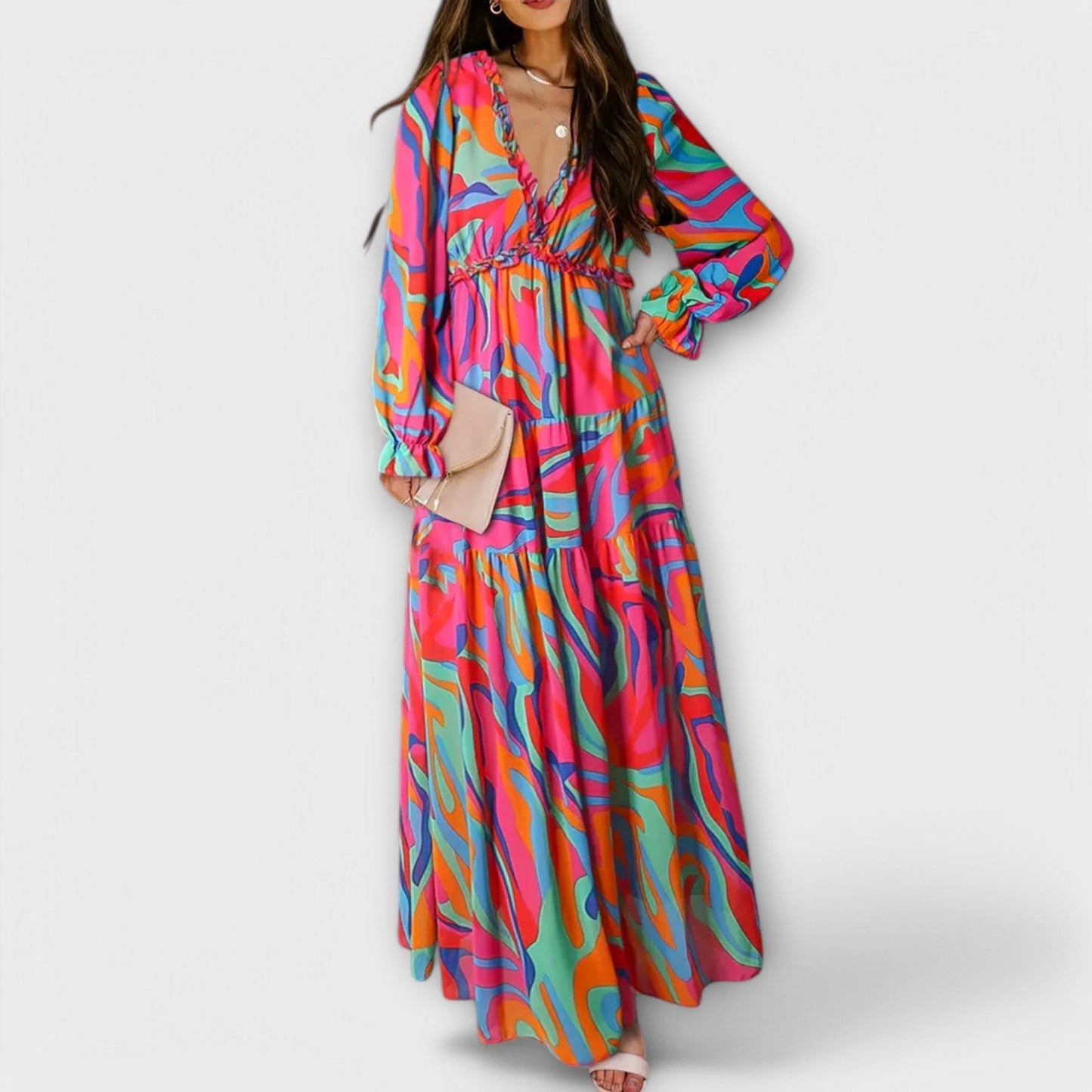 MAYA | FLORAL V-NECK MAXI DRESS
