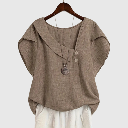 MARCELLINE | ASYMMETRICAL NECKLINE BLOUSE