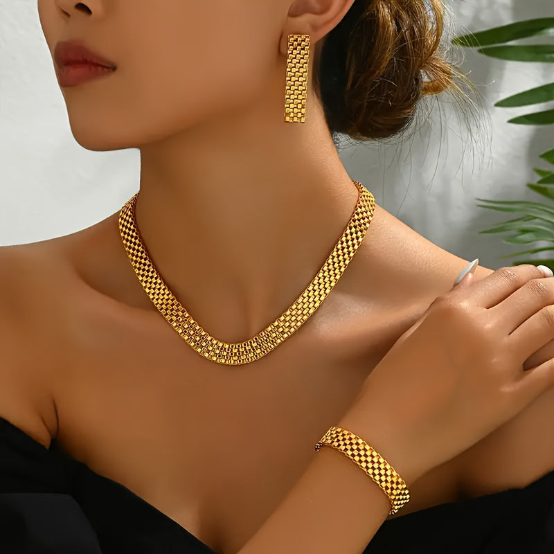 REFINED LONG NECKLACE, BRACELET & EARRINGS SET