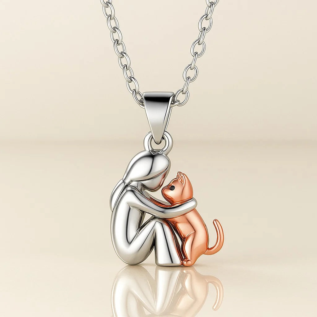 Hugging Cat Pendant Necklace