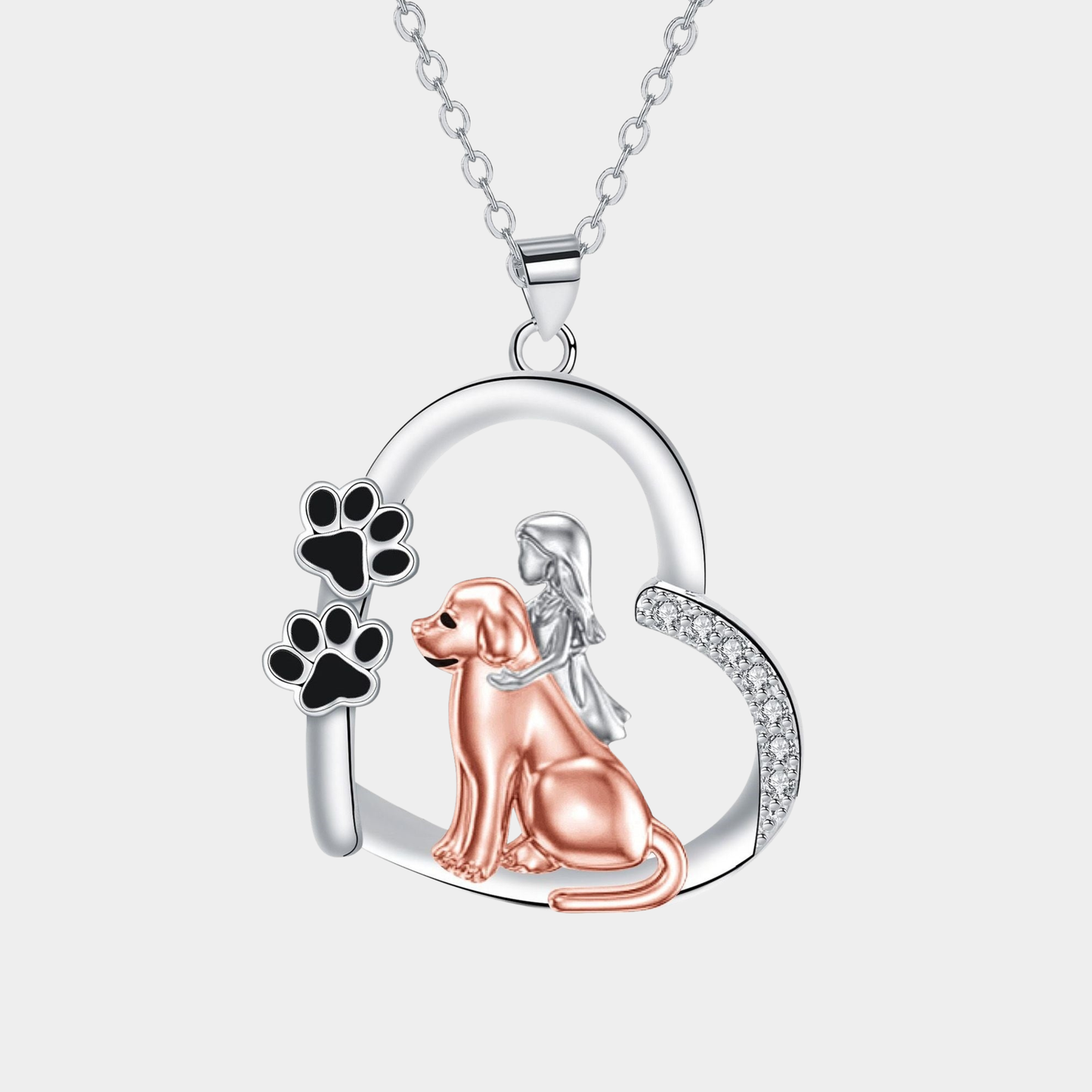 Dog and Girl Heart Necklace