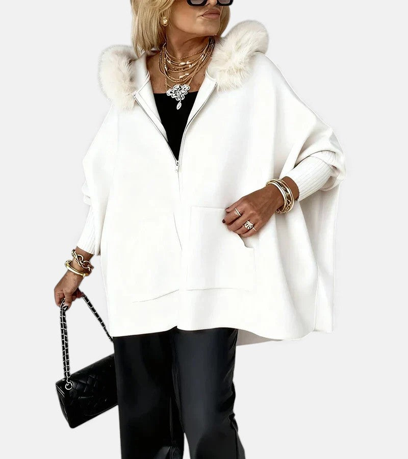 ARABELLE | CASUAL HOODED COAT WITH FUR COLLAR