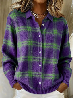 MARILOU™ - SOFT HOODIE BLOUSE WITH CHECK PATTERN