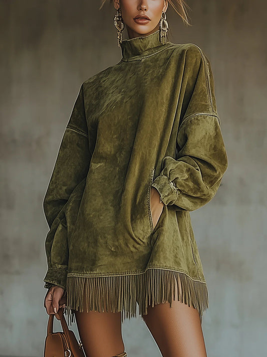 Sheril | Suede Fringe Dress