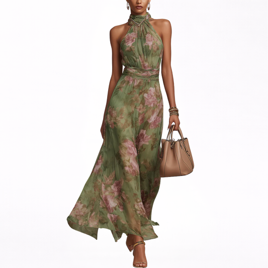 Livia | Floral Halter Maxi Dress