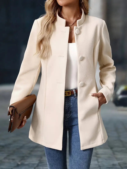 Women’s Transitional Jacket | Short Coat for Women | Stand Collar & Button Closure for an Elegant Fit