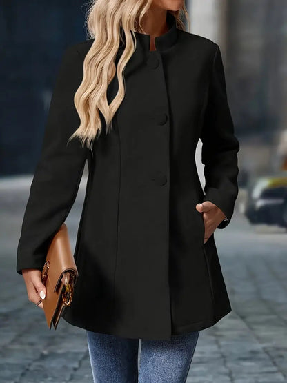 Women’s Transitional Jacket | Short Coat for Women | Stand Collar & Button Closure for an Elegant Fit