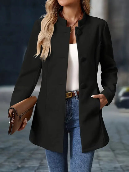 Women’s Transitional Jacket | Short Coat for Women | Stand Collar & Button Closure for an Elegant Fit