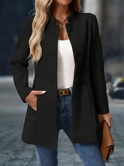 Women’s Transitional Jacket | Short Coat for Women | Stand Collar & Button Closure for an Elegant Fit