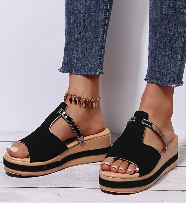 Elena - Orthopedic sandals with leather platform for women