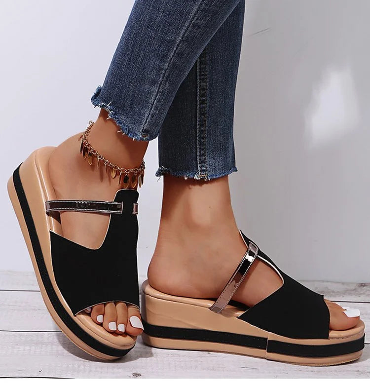 Elena - Orthopedic sandals with leather platform for women