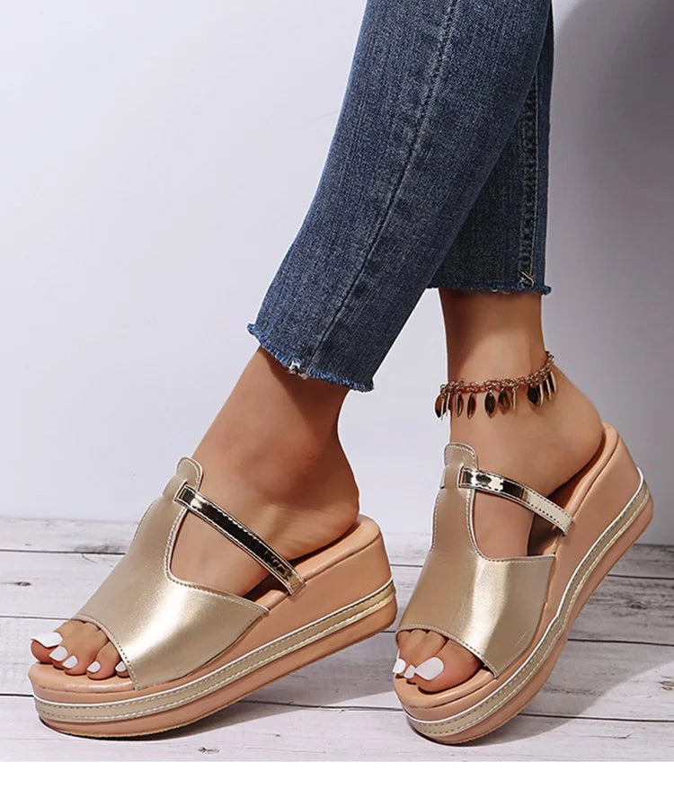 Elena - Orthopedic sandals with leather platform for women