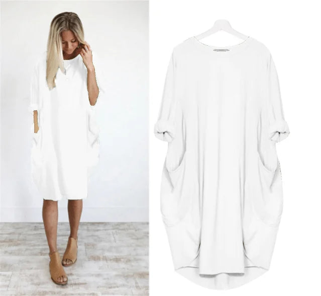 Charlotte - Long-sleeved casual loose pocket dress