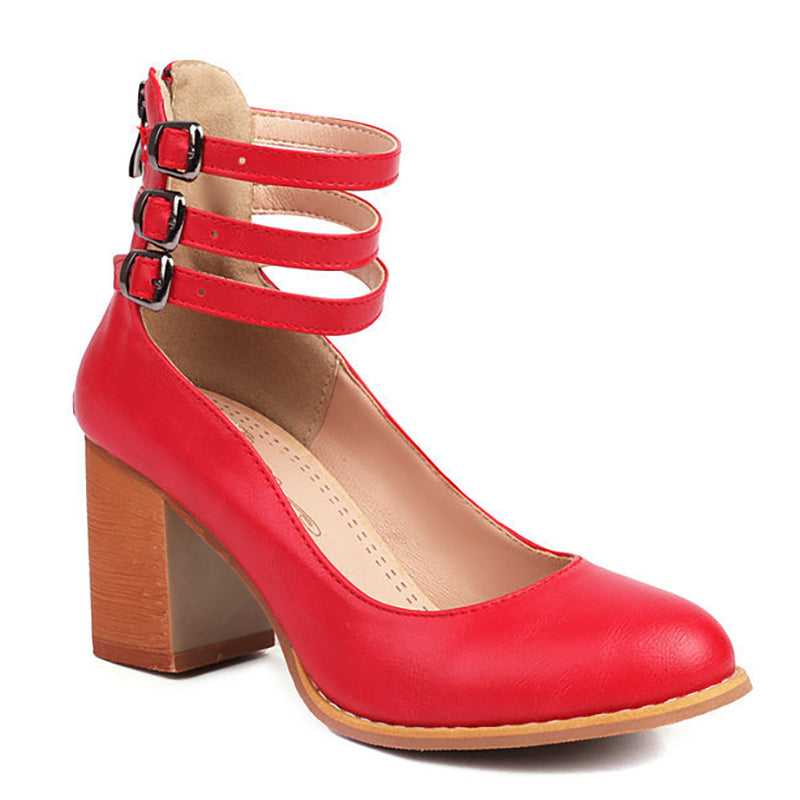 Caa™ | Smooth sandals with ankle strap and thick heel