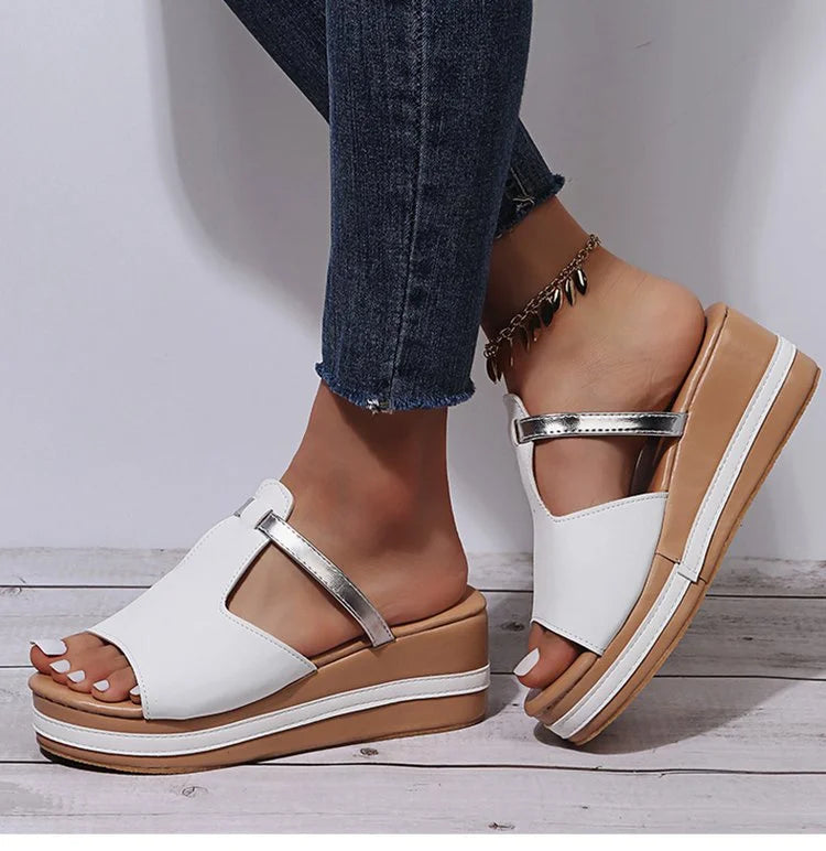 Elena - Orthopedic sandals with leather platform for women