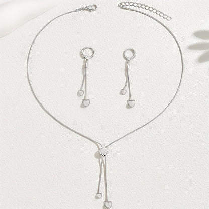 ADJUSTABLE HEART PENDANT NECKLACE & EARRINGS SET