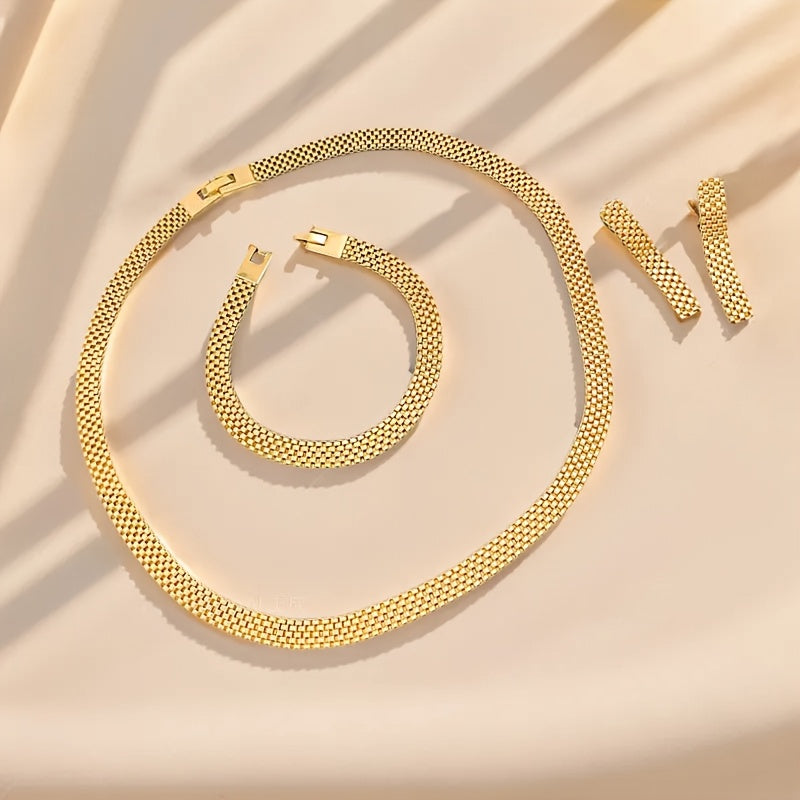 REFINED LONG NECKLACE, BRACELET & EARRINGS SET