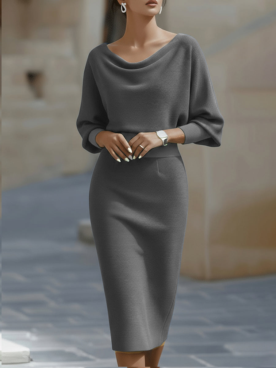 Violet &amp; Grace - White Draped Batwing Midi Dress