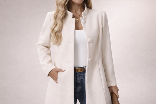 Women’s Transitional Jacket | Short Coat for Women | Stand Collar & Button Closure for an Elegant Fit