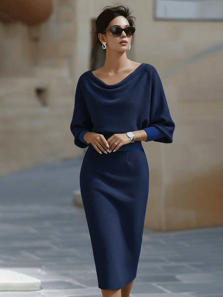 Violet &amp; Grace - White Draped Batwing Midi Dress