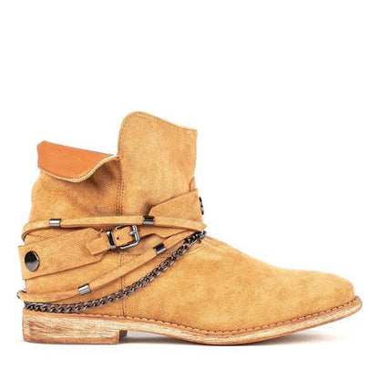Brown Hidden Wedge Cowboy Ankle Boots