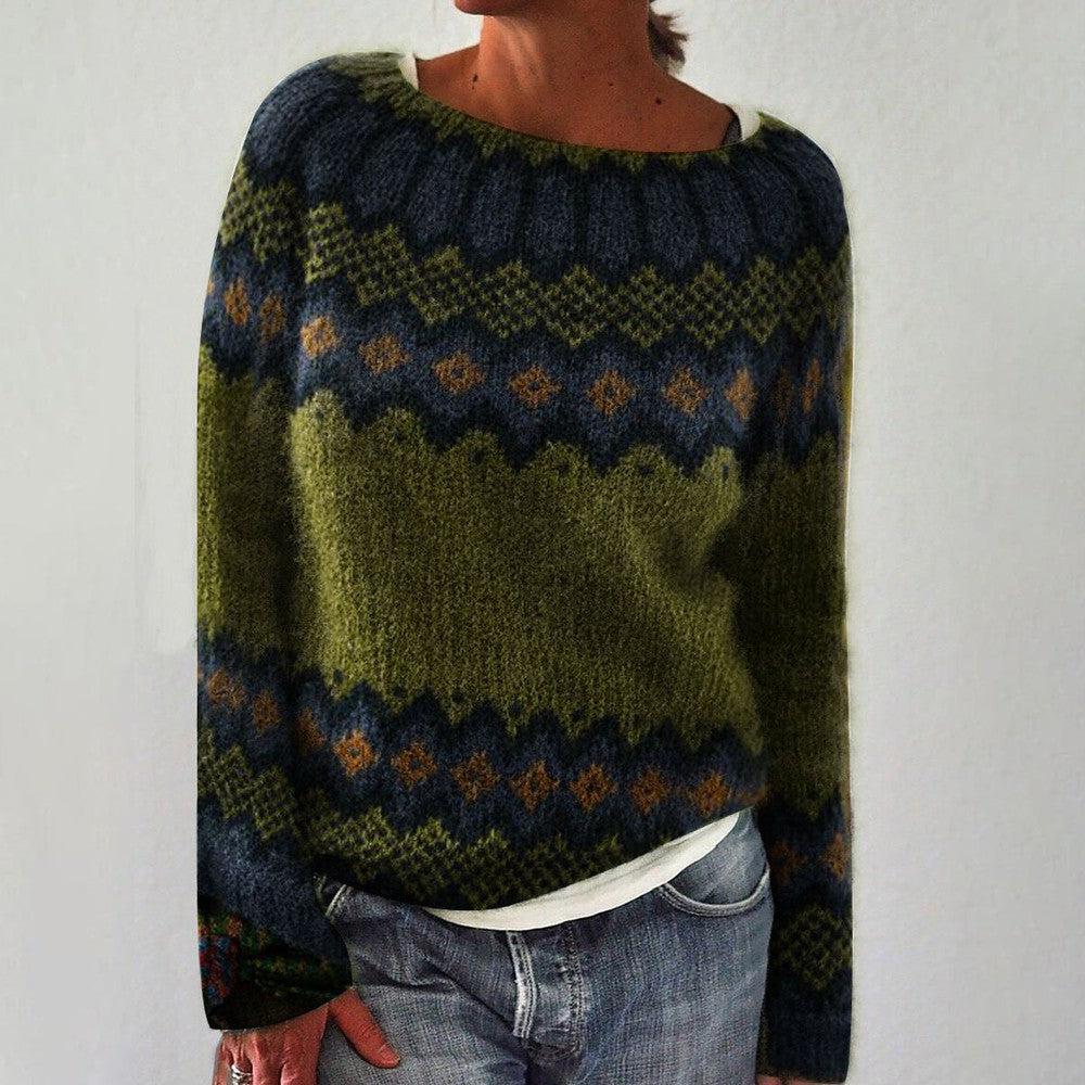 Green long sleeve striped sweater