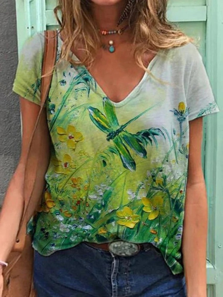 V-neck floral t-shirt