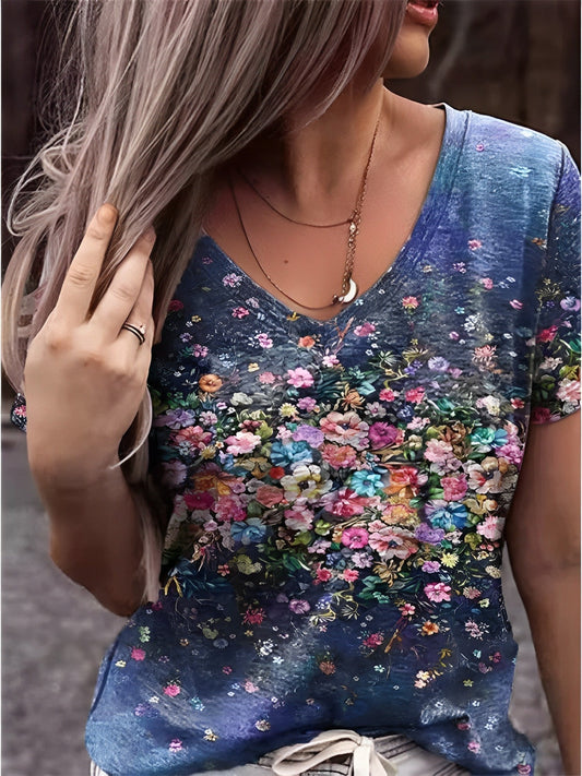 Floral print V-neck t-shirt