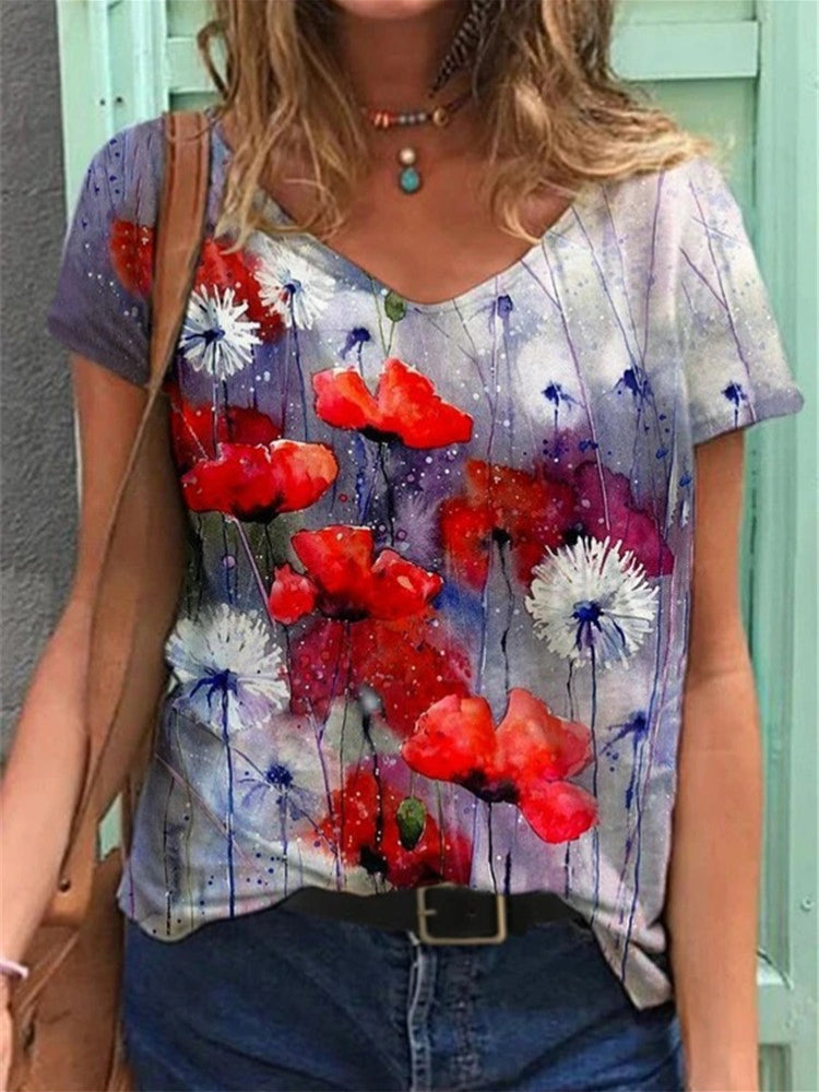 V-neck floral t-shirt