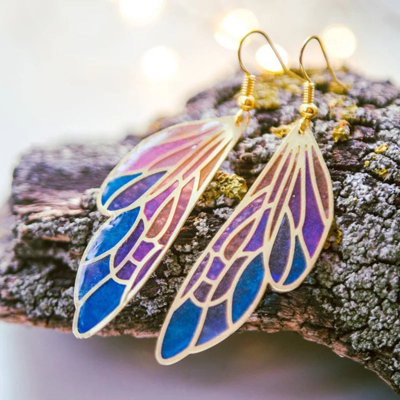 Translucent wing earrings with dreamy gradient