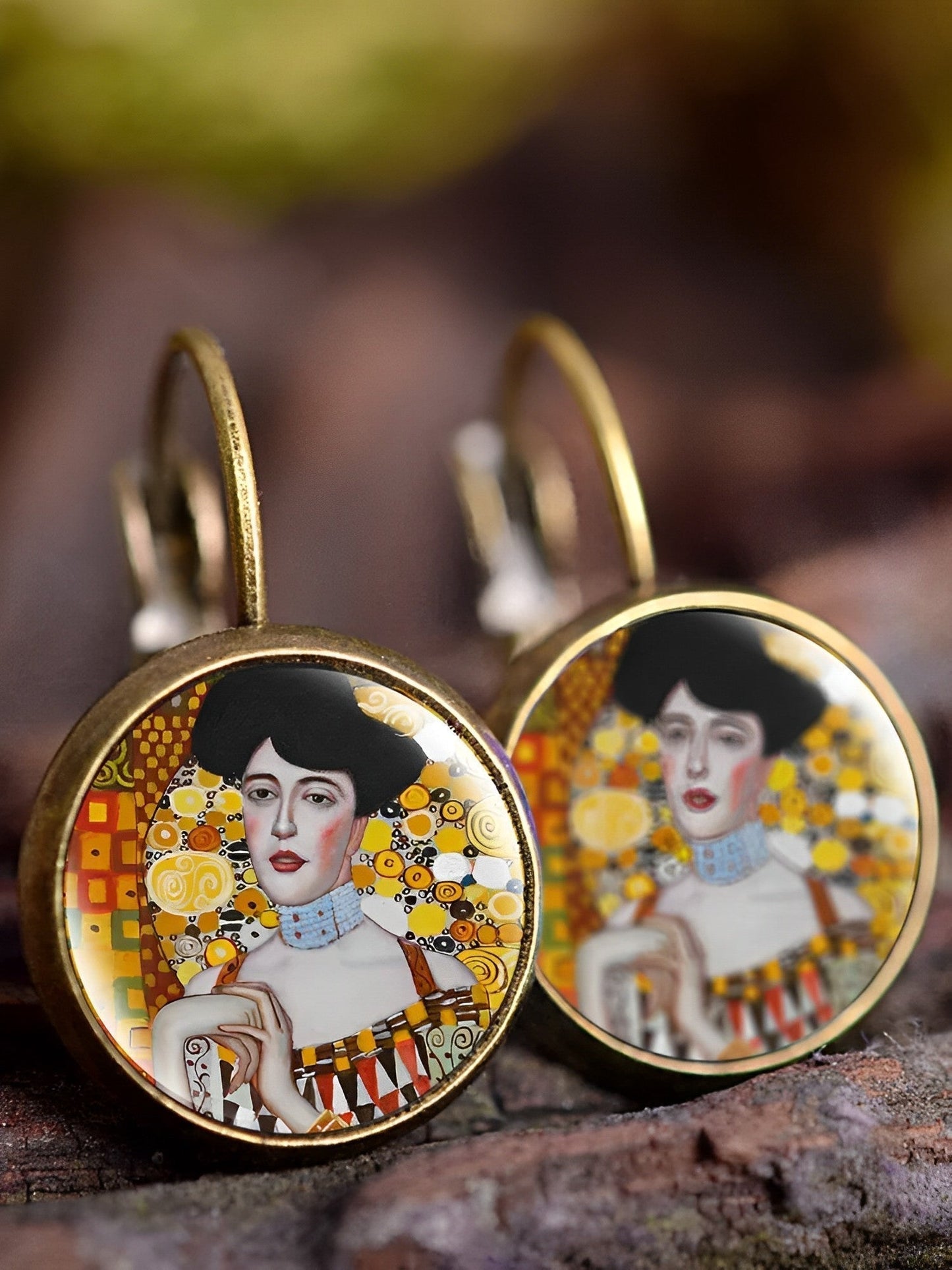 Vintage oil painting art earrings