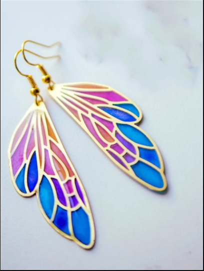 Translucent wing earrings with dreamy gradient